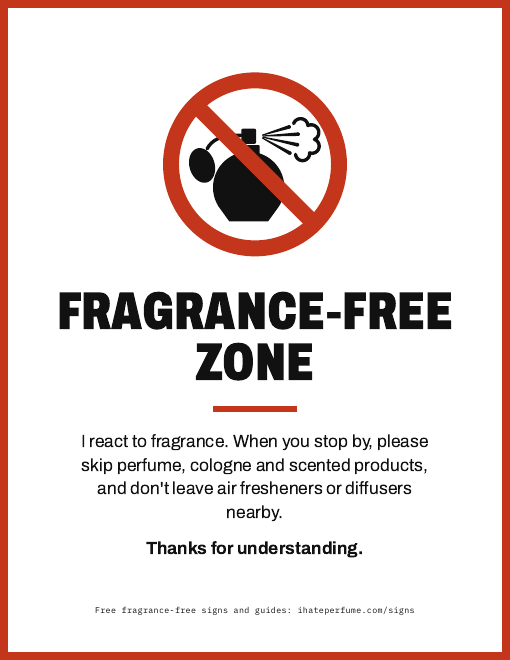 Printable sign: Fragrance-free zone